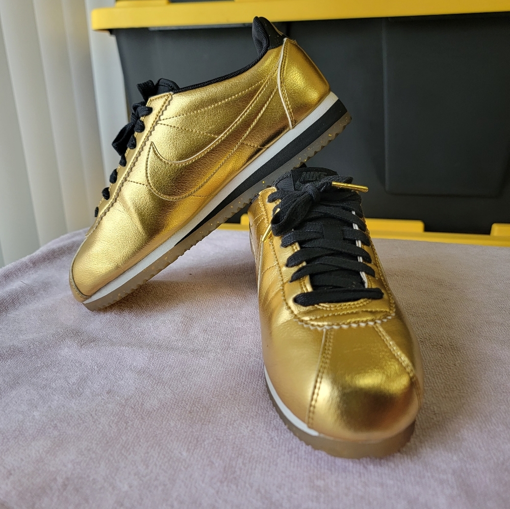 Nike Cortez Gold and Black High-Top Sneakers